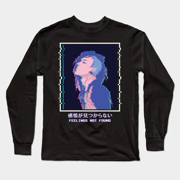 Feelings Not Found Anime Girl Punk Emo Vaporwave Long Sleeve T-Shirt by Alex21